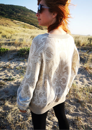 SWEATER OVERSIZED - KNIT PEACOCK beige - BERENIK
