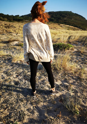 SWEATER OVERSIZED - KNIT PEACOCK beige - BERENIK