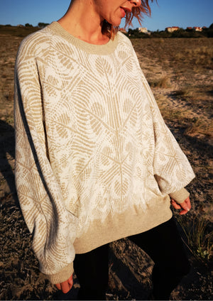 SWEATER OVERSIZED - KNIT PEACOCK beige - BERENIK