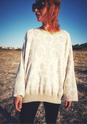 SWEATER OVERSIZED - KNIT PEACOCK beige - BERENIK