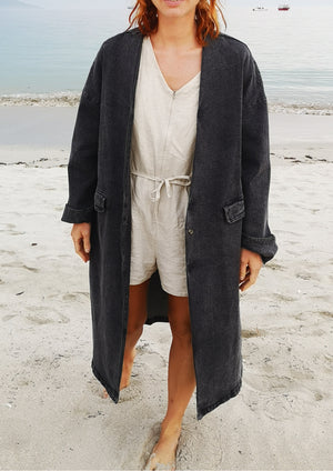 STYLISH SUMMER COAT - DENIM washed black - BERENIK