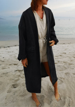 STYLISH SUMMER COAT - DENIM washed black - BERENIK