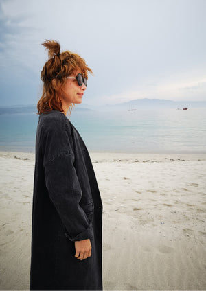 STYLISH SUMMER COAT - DENIM washed black - BERENIK