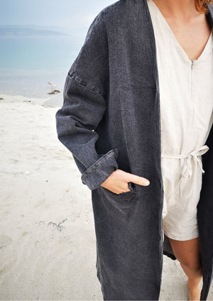 STYLISH SUMMER COAT - DENIM washed black - BERENIK