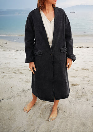 STYLISH SUMMER COAT - DENIM washed black - BERENIK