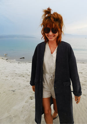 STYLISH SUMMER COAT - DENIM washed black - BERENIK