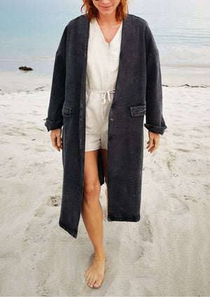 STYLISH SUMMER COAT - DENIM washed black - BERENIK