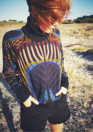 SWEATER TURTLENECK - KNIT printed peacock - BERENIK
