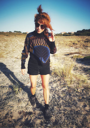 SWEATER TURTLENECK - KNIT printed peacock - BERENIK