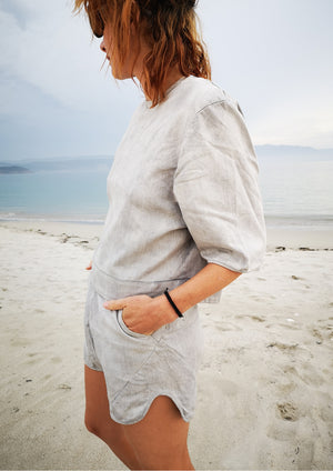 TOP SHORT SLEEVES - DENIM light grey washed - BERENIK