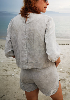 TOP SHORT SLEEVES - DENIM light grey washed - BERENIK