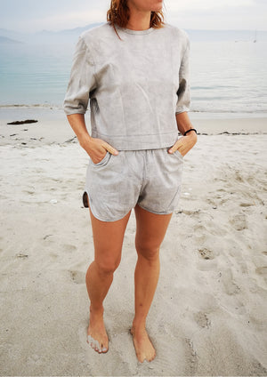 TOP SHORT SLEEVES - DENIM light grey washed - BERENIK