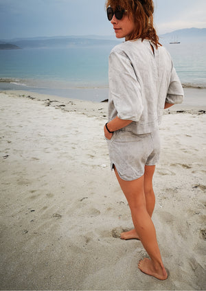 TOP SHORT SLEEVES - DENIM light grey washed - BERENIK