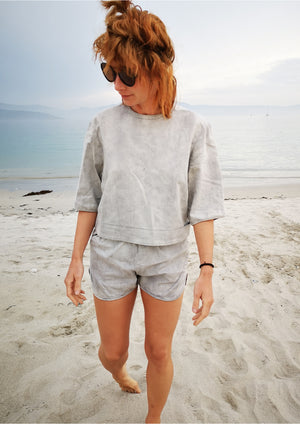 TOP SHORT SLEEVES - DENIM light grey washed - BERENIK