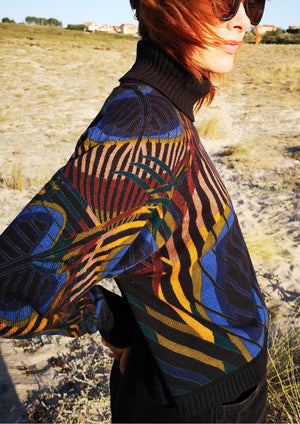 SWEATER TURTLENECK - KNIT printed peacock - BERENIK