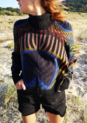 SWEATER TURTLENECK - KNIT printed peacock - BERENIK