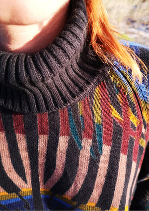 SWEATER TURTLENECK - KNIT printed peacock - BERENIK