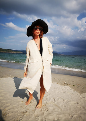 SUMMER COAT - NATURAL LINEN white - BERENIK