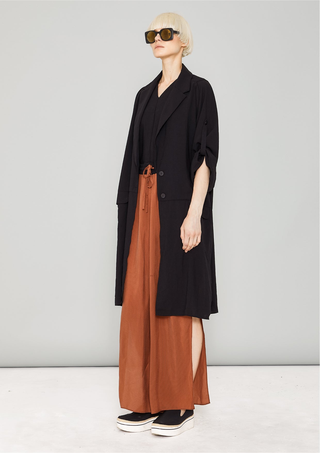 Black shop crepe coat