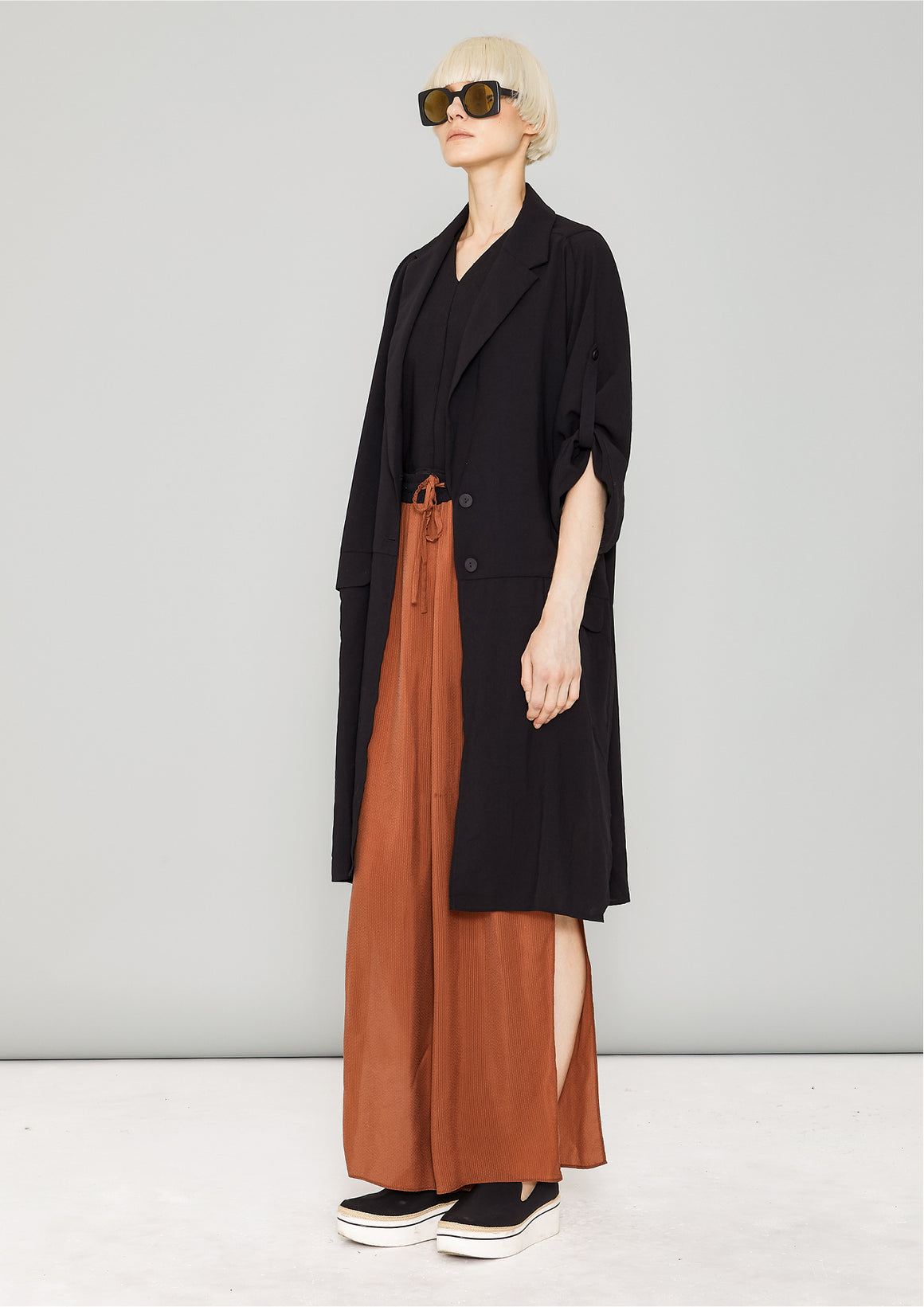 COAT - black crepe - BERENIK