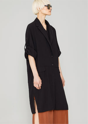 COAT - black crepe - BERENIK