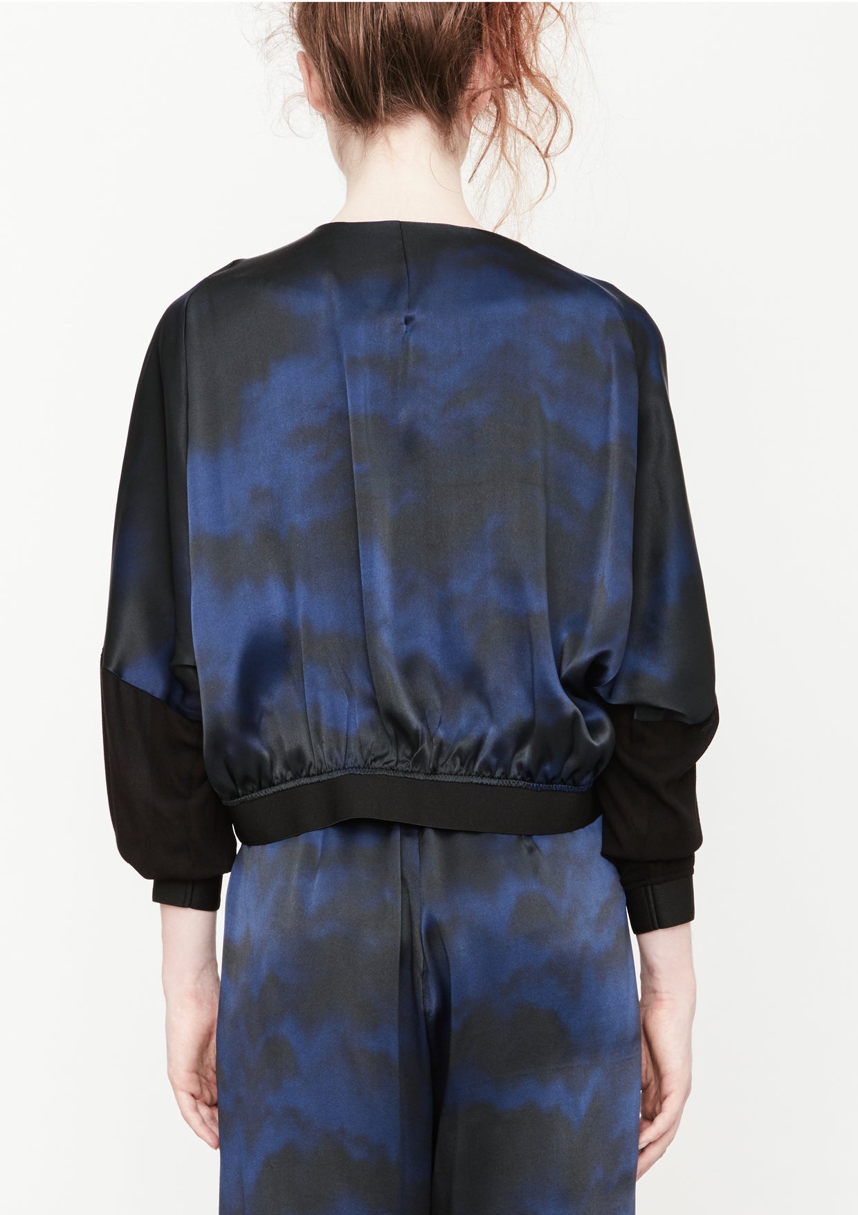 JACKET V-COLLAR - printed blue - BERENIK
