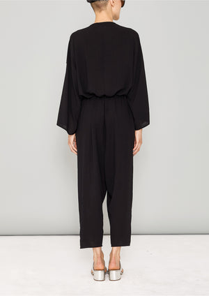 JUMPSUIT-LOOSE/BELT - black plain - BERENIK