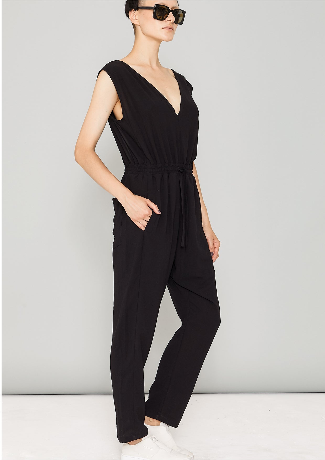 JUMPSUIT-ELASTIC WAIST - black - BERENIK