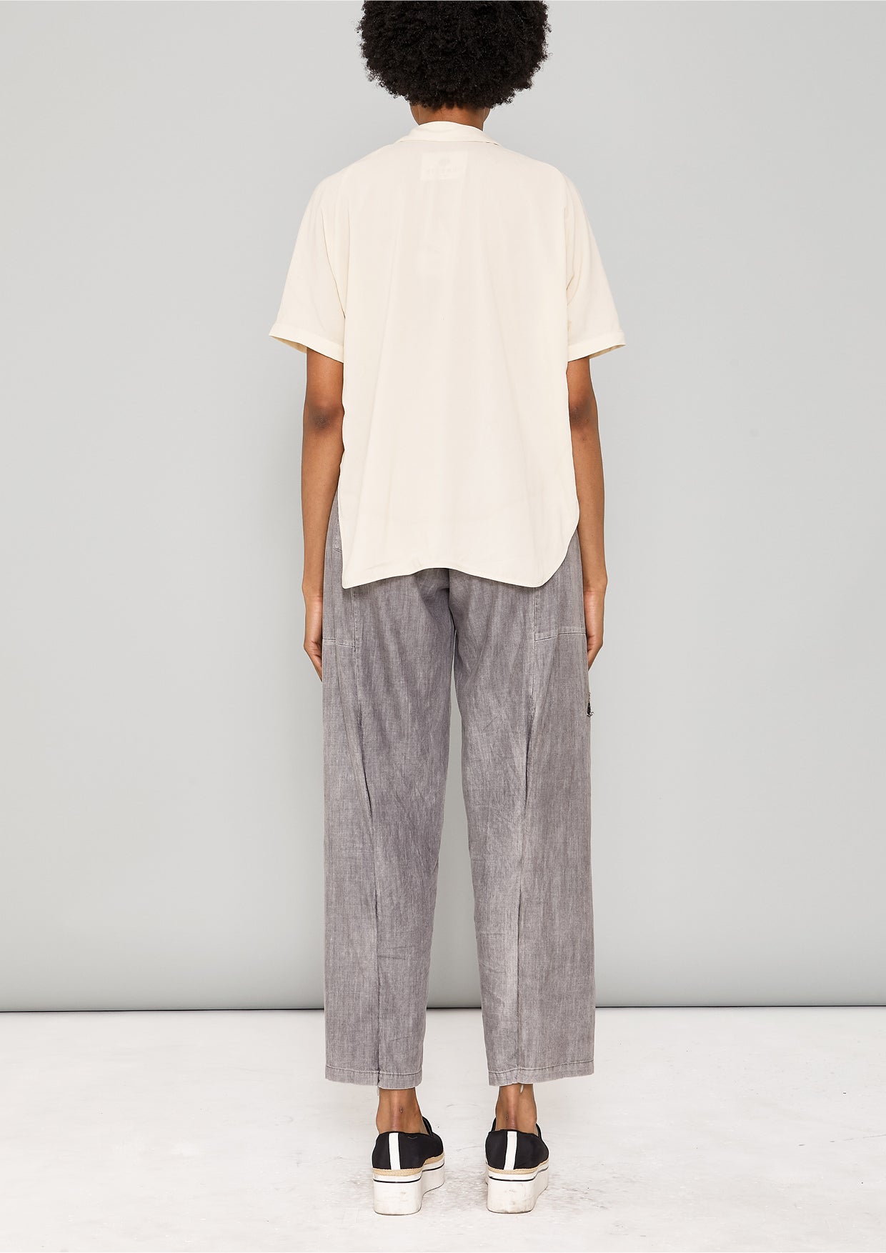 BLOUSE SHORT SLEEVES - THIN DRAPING cream - BERENIK