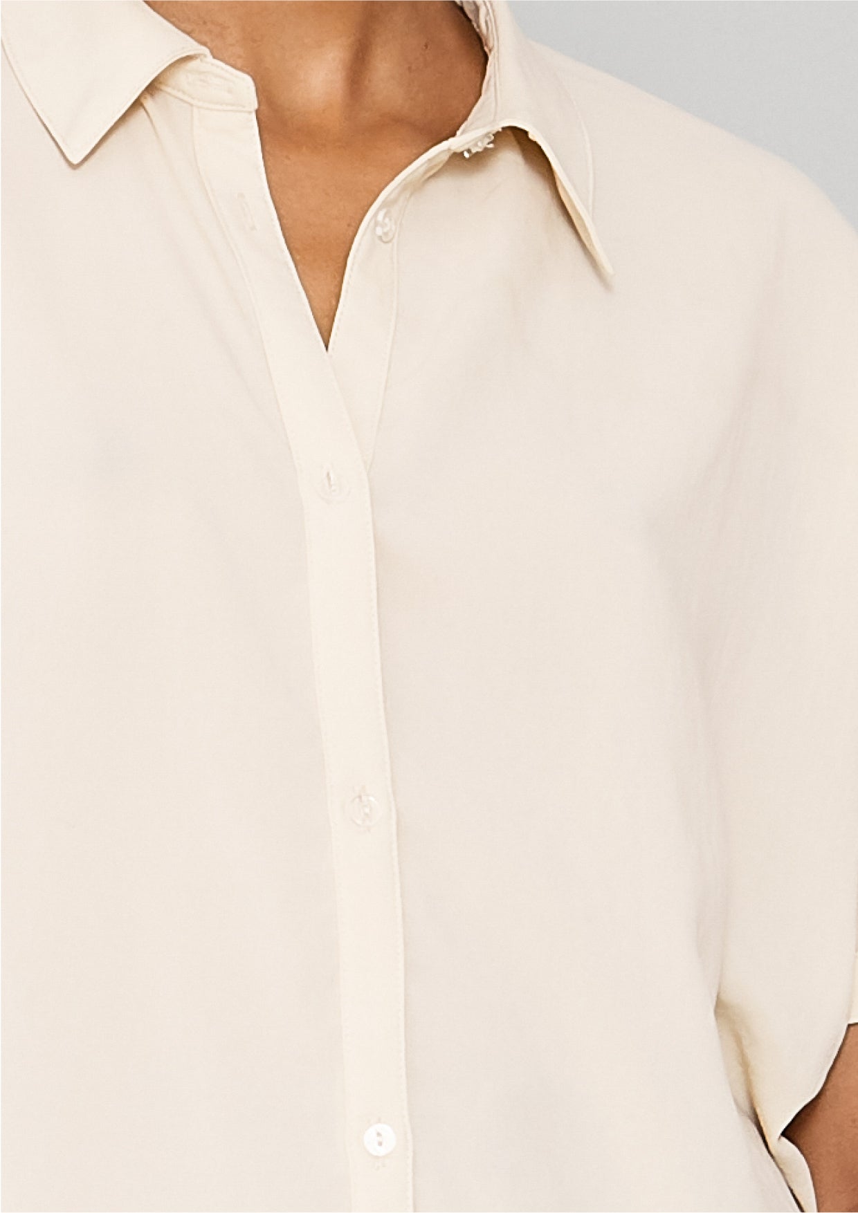 BLOUSE SHORT SLEEVES - THIN DRAPING cream - BERENIK