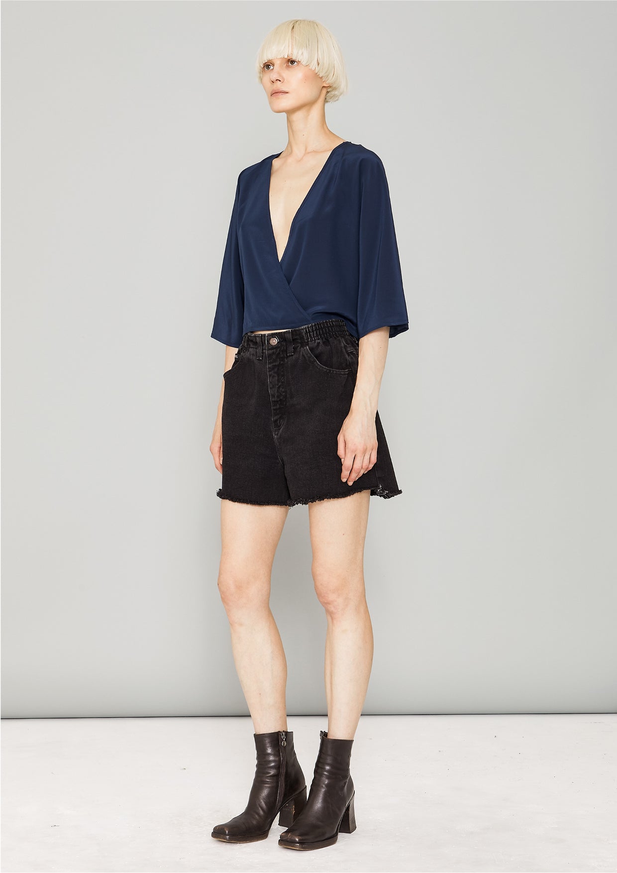 TOP DRAPING - SILK dark blue - BERENIK