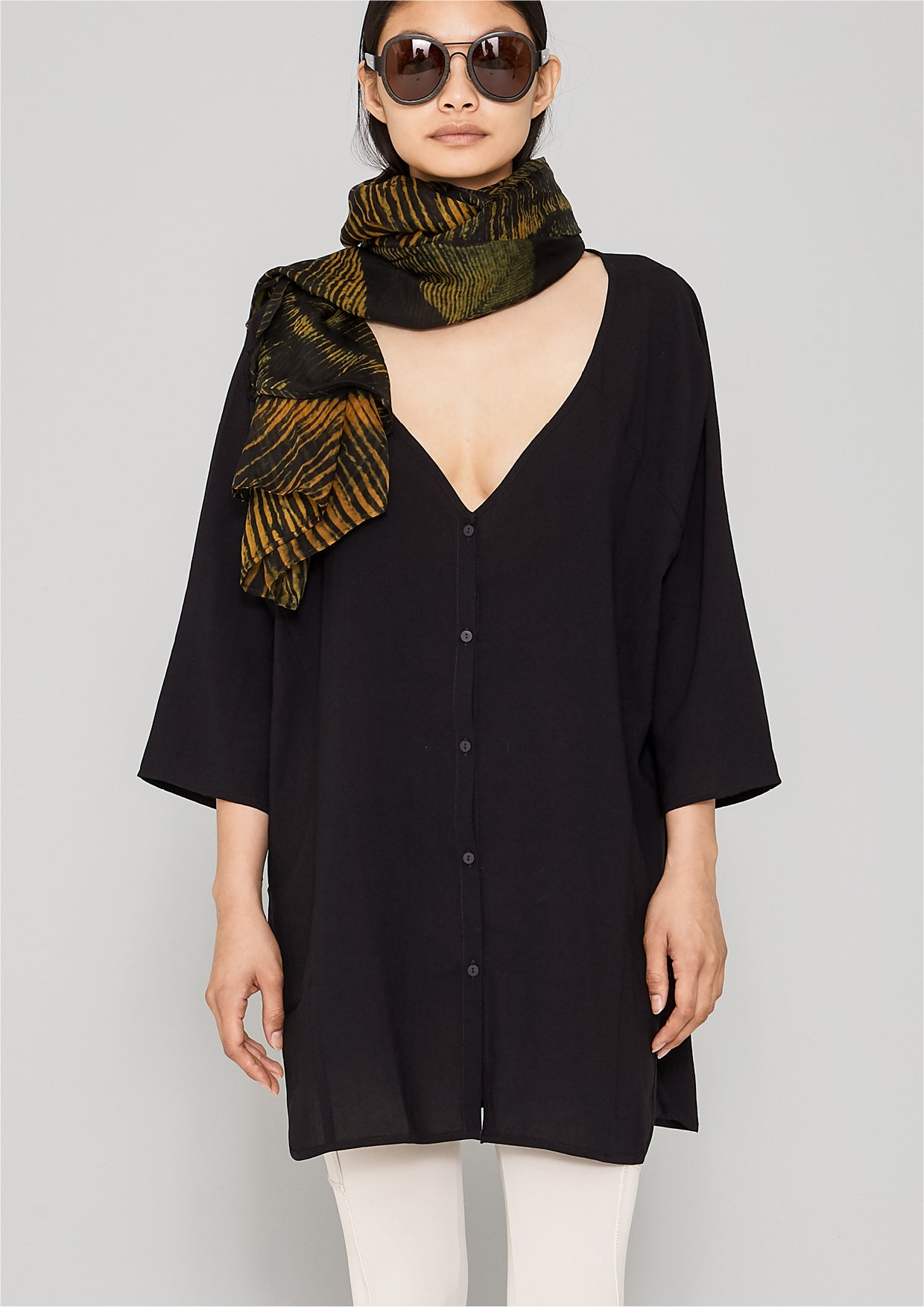 KIMONO SHIRT - black plain - BERENIK