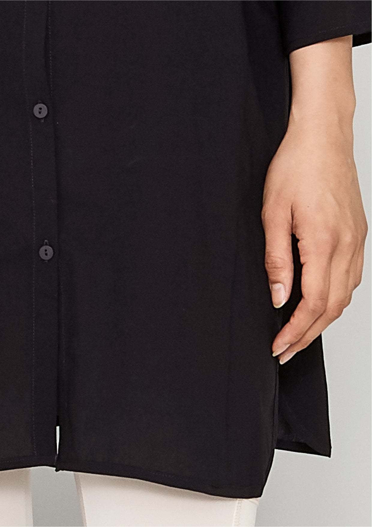 KIMONO SHIRT - black plain - BERENIK