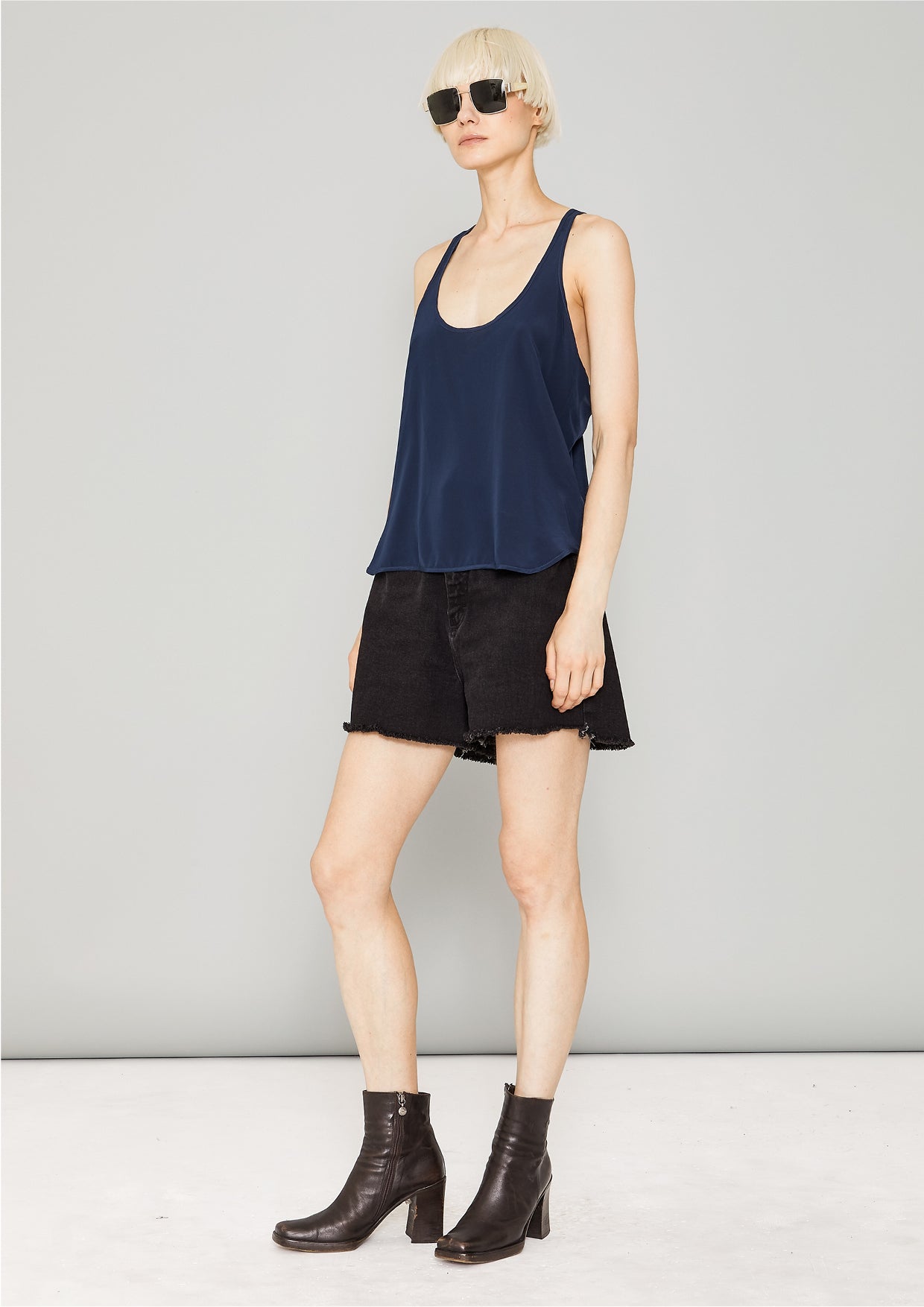 TANK TOP - SILK dark blue - BERENIK