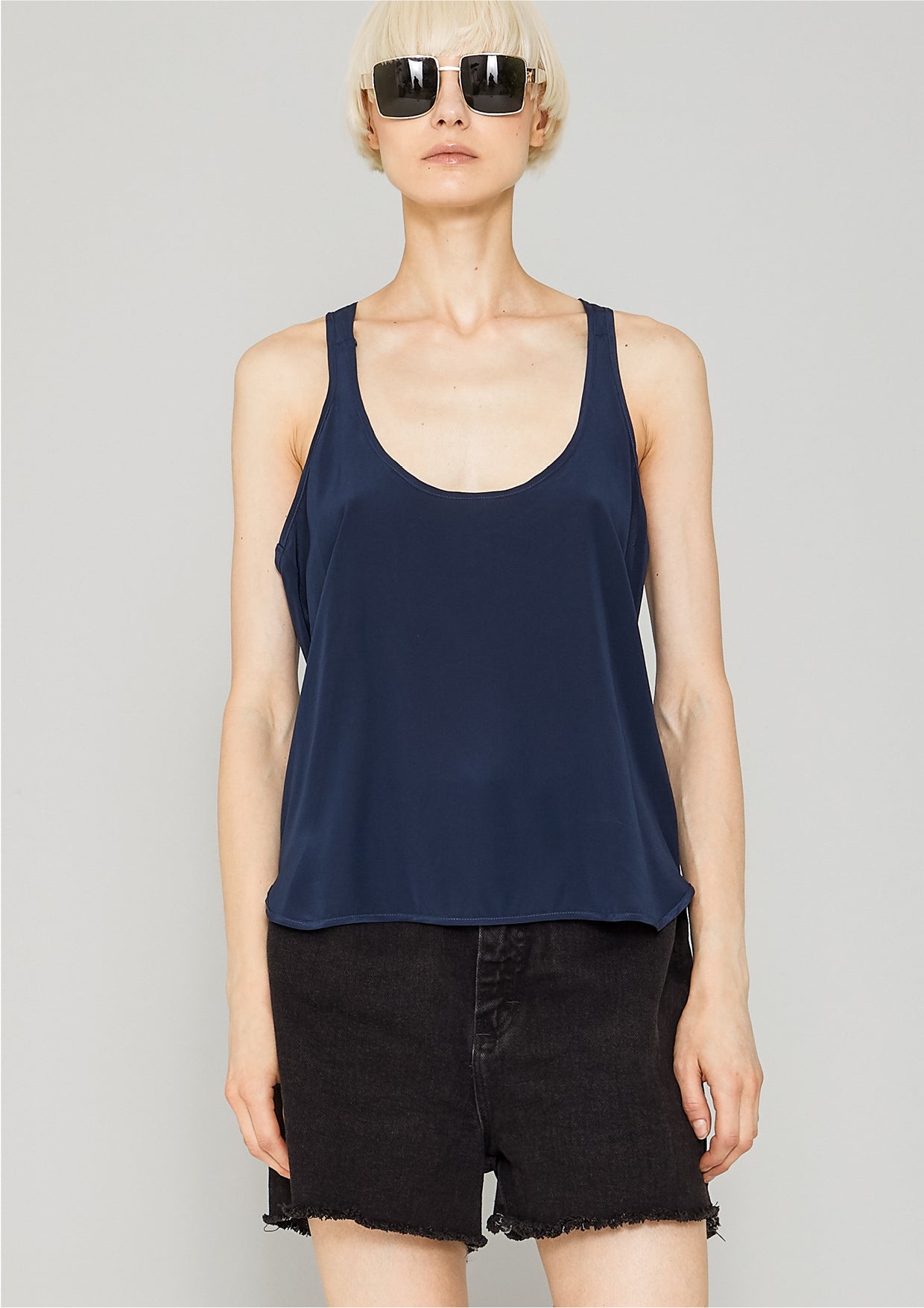 TANK TOP - SILK dark blue - BERENIK