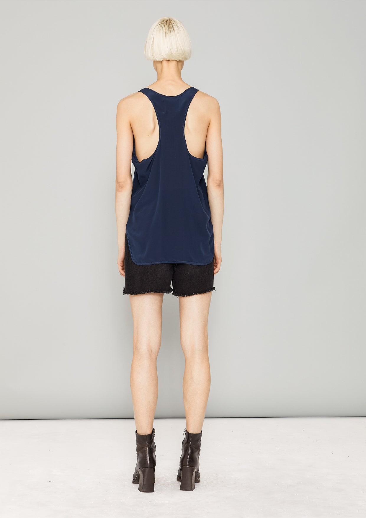 TANK TOP - SILK dark blue - BERENIK