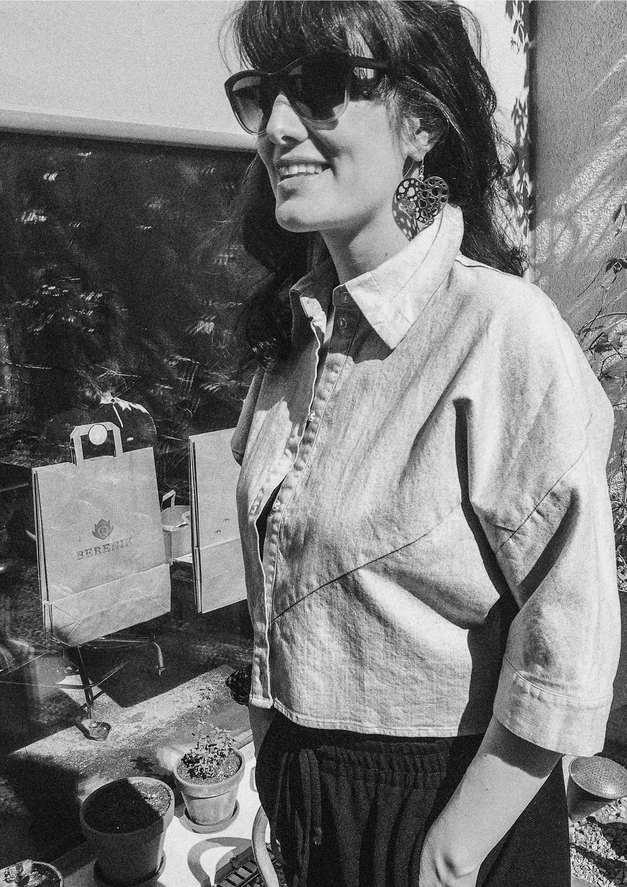 BLOUSE - SHORT SLEEVES - DENIM light grey washed - BERENIK