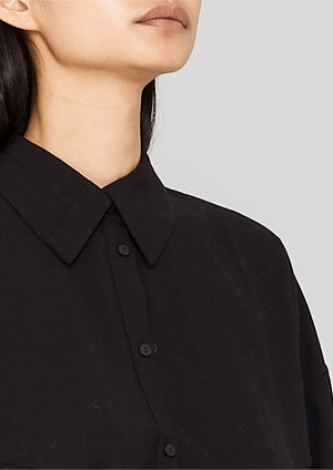 BLOUSE - SHORT SLEEVES - black plain - BERENIK