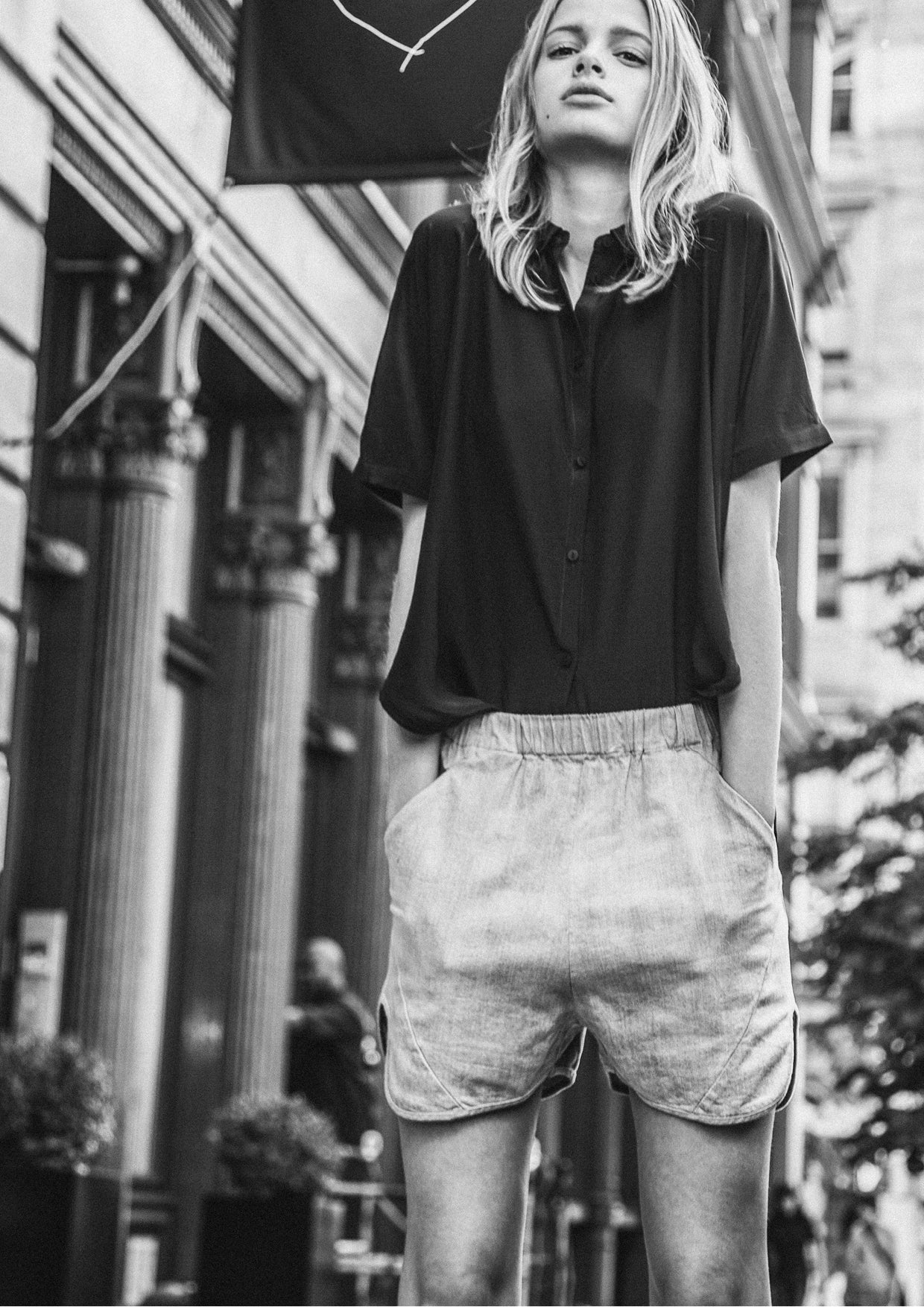 SHORTS - DENIM light grey washed - BERENIK