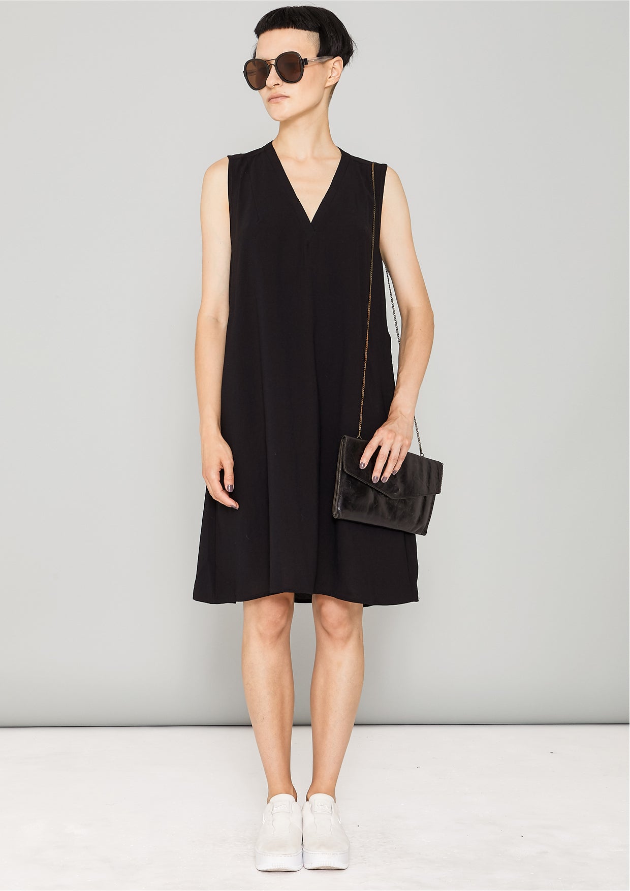 SHIRT/DRESS SLEEVELESS - black plain - BERENIK