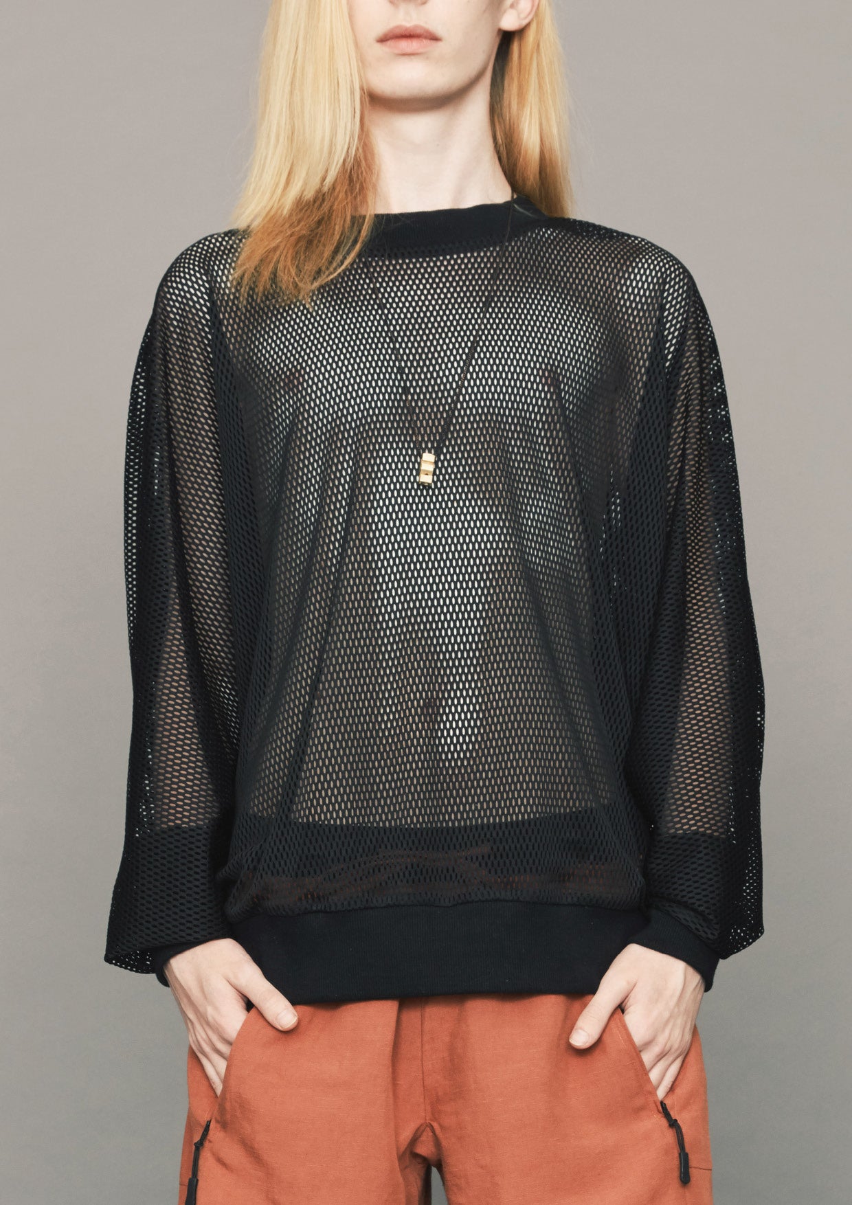OVERSIZED SUMMER SWEATER - AIRY MESH black - BERENIK