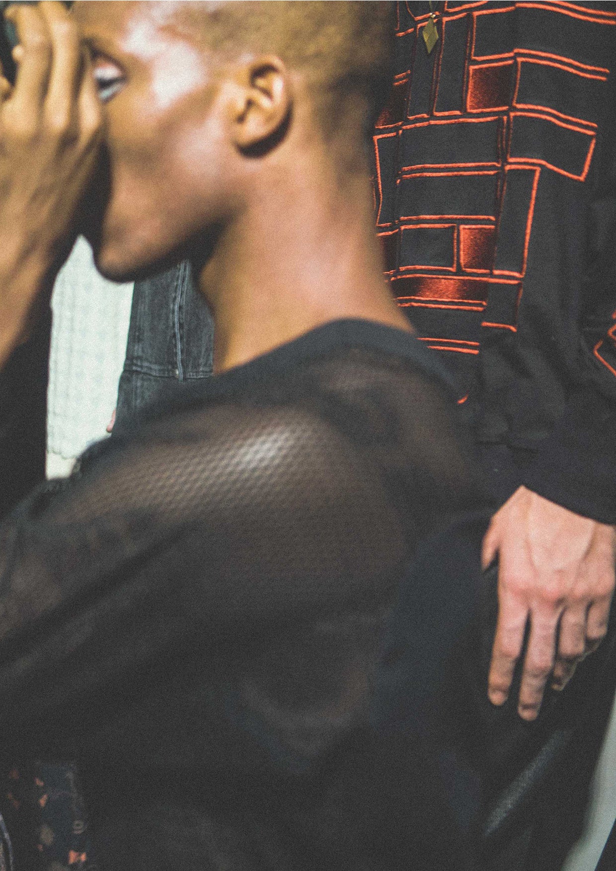 SWEATER OVERSIZED - COTTON JERSEY with mask embroidery red on black - BERENIK