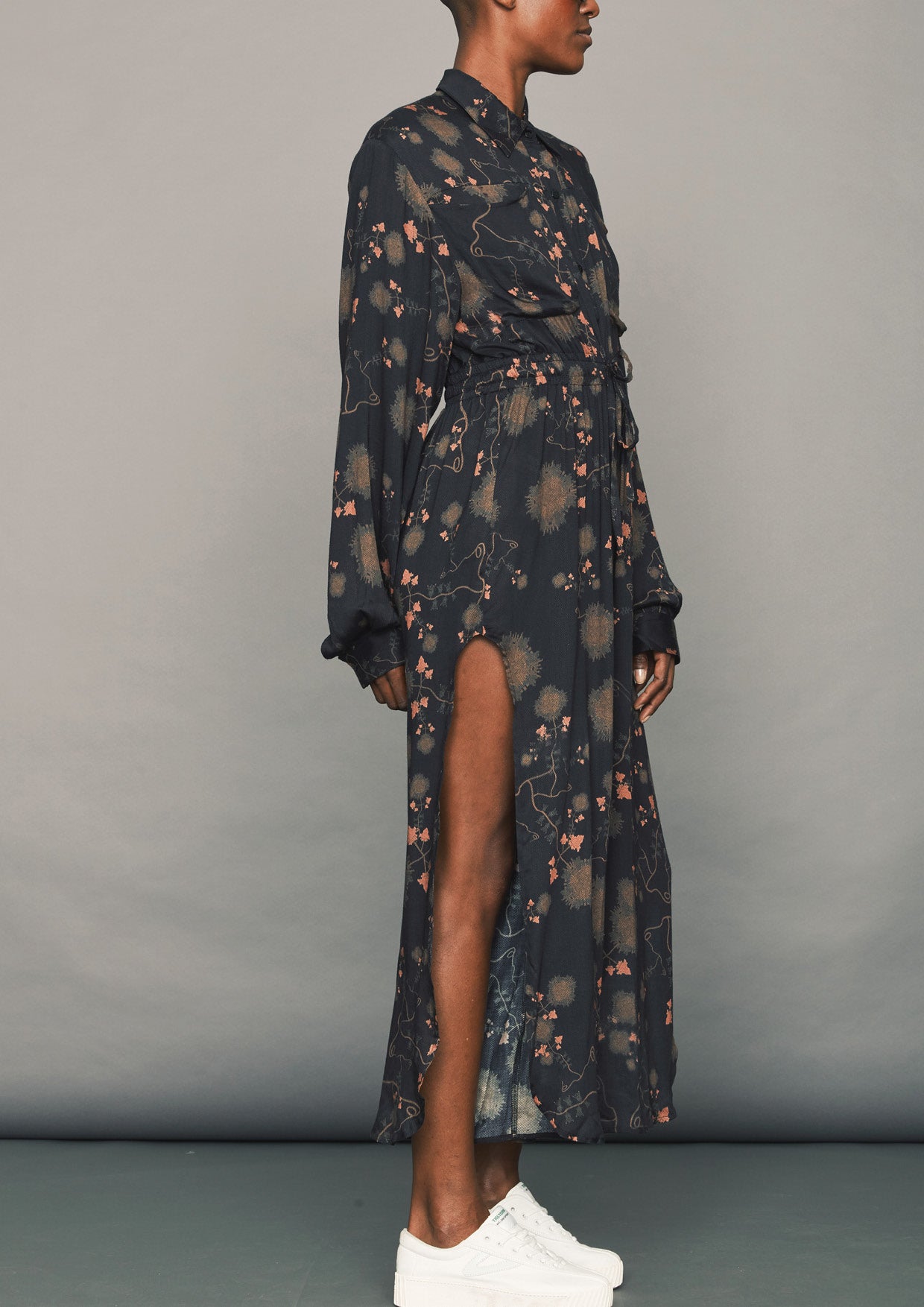 JUMPSUIT WIDE - AIRY SUMMER SILKY RAYON printed black/rust - BERENIK