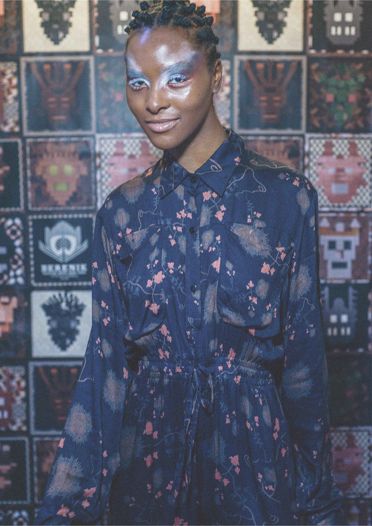 JUMPSUIT WIDE - AIRY SUMMER SILKY RAYON printed black/rust - BERENIK