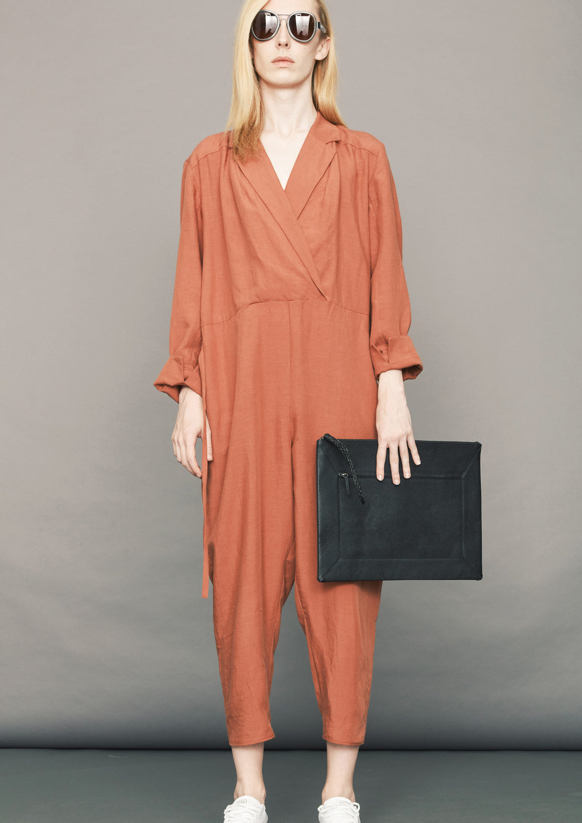 JUMPSUIT REVERS  LONG - Tencel/Linen - brick - BERENIK