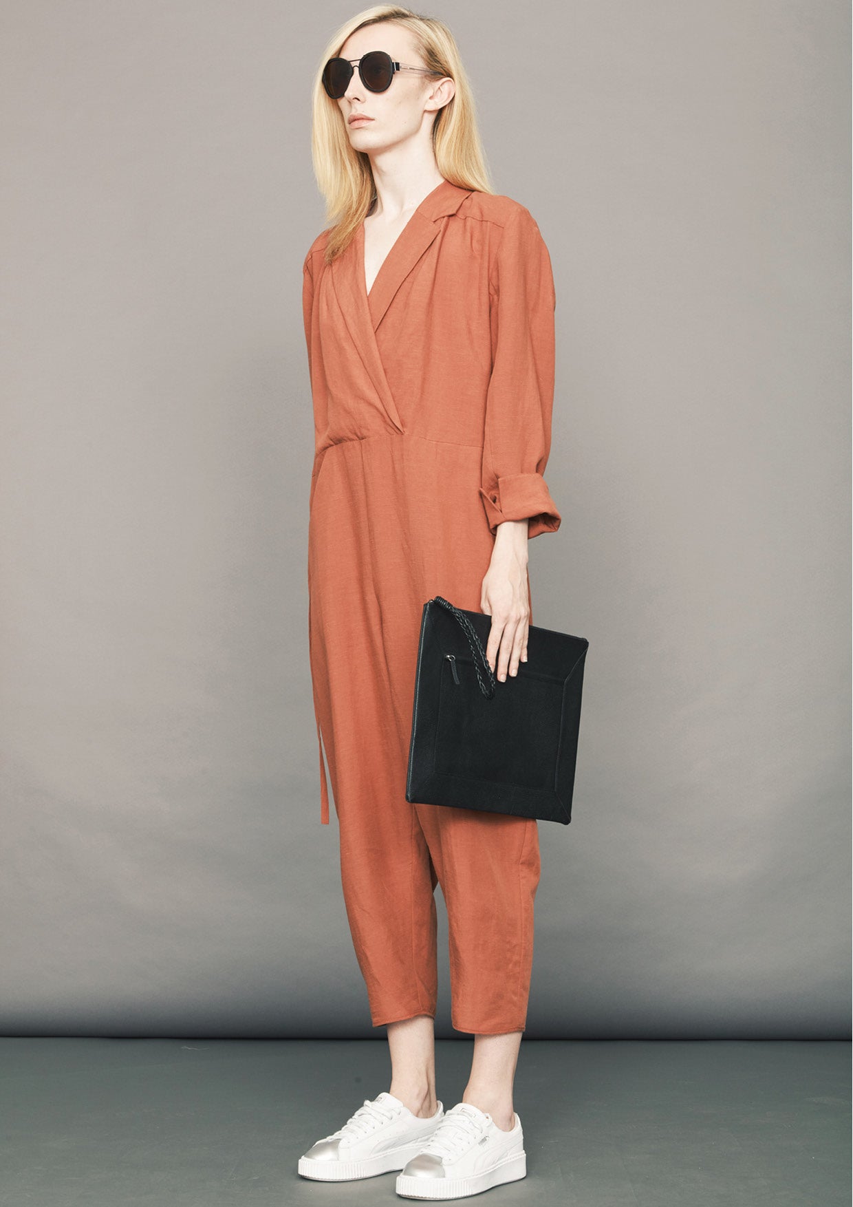 JUMPSUIT REVERS  LONG - Tencel/Linen - brick - BERENIK