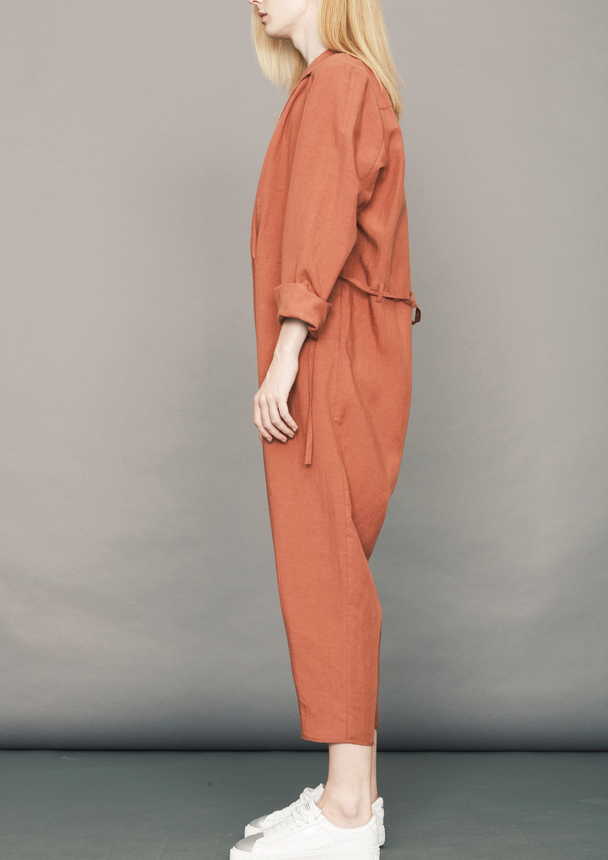 JUMPSUIT REVERS  LONG - Tencel/Linen - brick - BERENIK