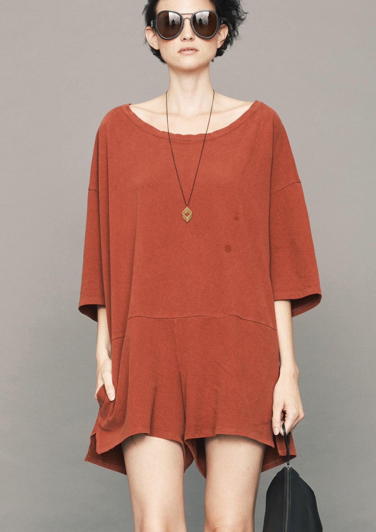 JUMPSUIT SHORT - CUTE COTTON rust - BERENIK