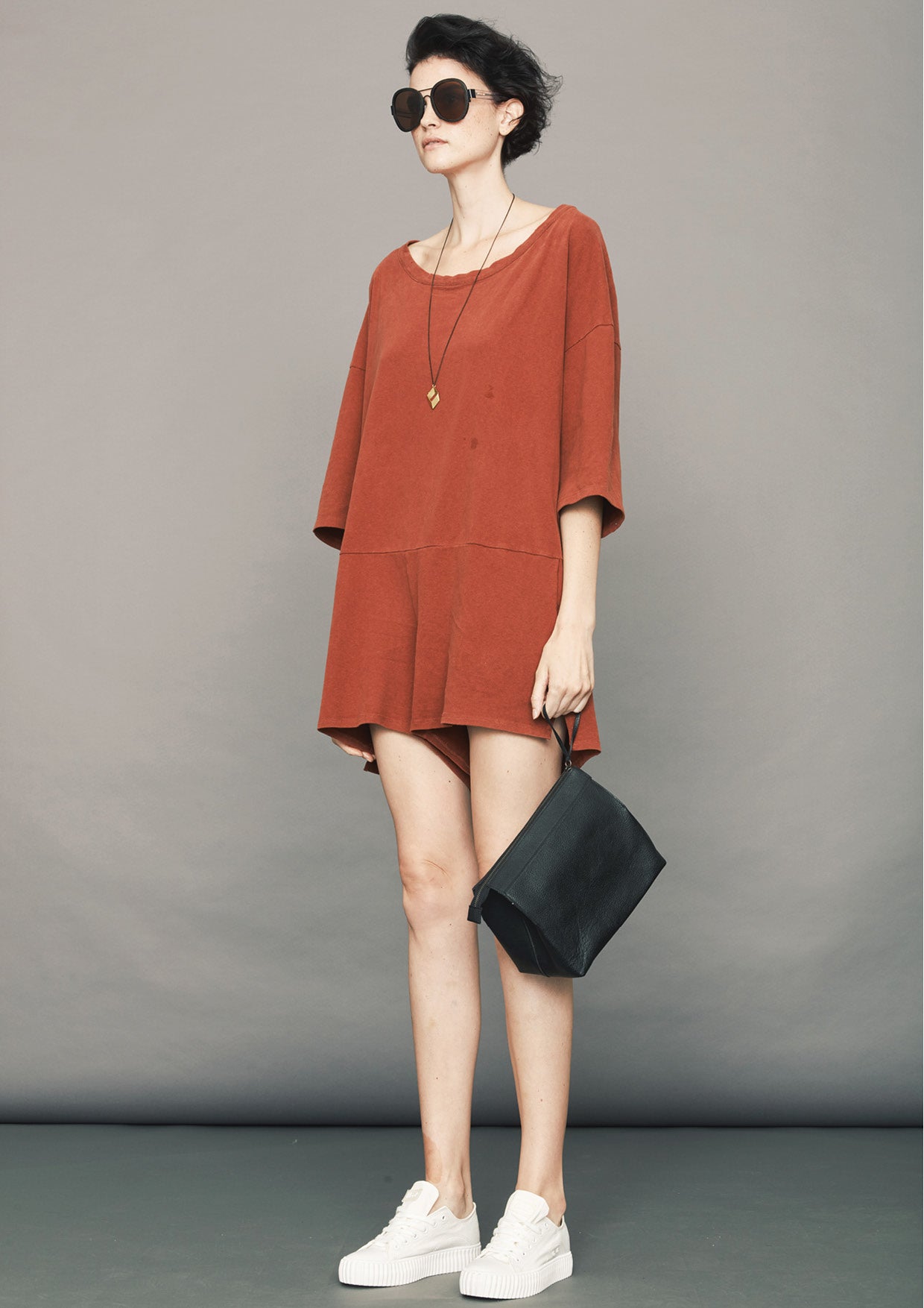 JUMPSUIT SHORT - CUTE COTTON rust - BERENIK