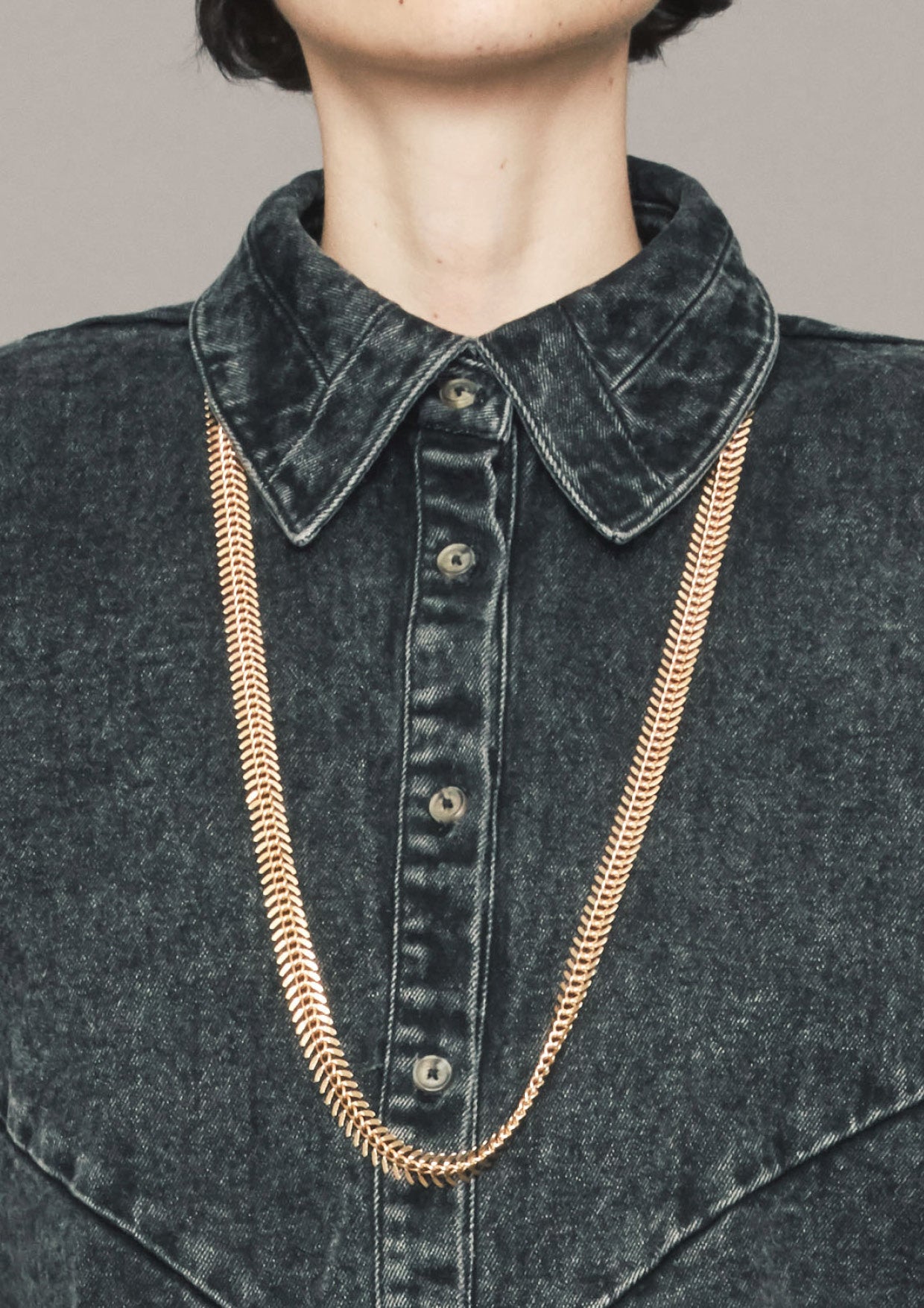 BLOUSE SHORT SLEEVES - DENIM washed black - BERENIK